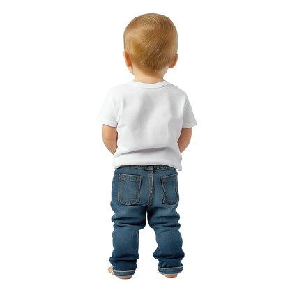 Liebevolle Erinnerung an Kindheitsmomente. Classic Baby Crewneck T-shirt personalisiertes Kindershirt zu Weihnachten🎅: freundlich und verspielt gestaltet. Zaubert ein Lächeln auf jedes Gesicht.