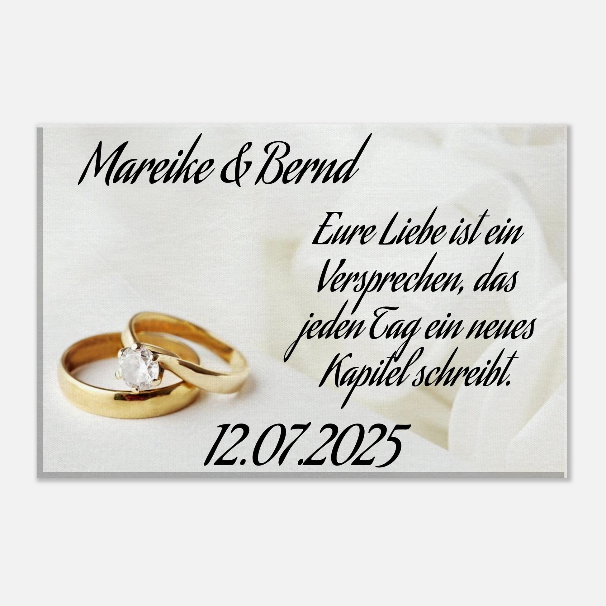 Romantische Dekoration mit emotionaler Tiefe. Personalisierte Hochzeits-Leinwand – Zeitloser Kunstdruck: symbolisiert Liebe und Zusammenhalt. Eine besondere Geste mit Bedeutung.