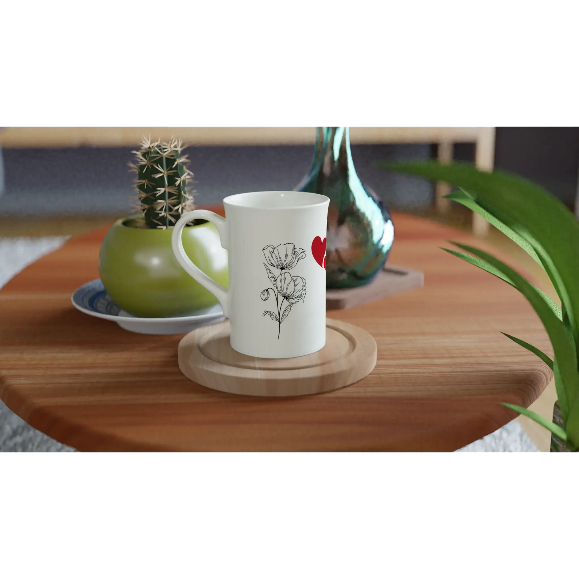 Weiße schmale Porzellantasse (10 oz) - Zoey Kunstdrucke