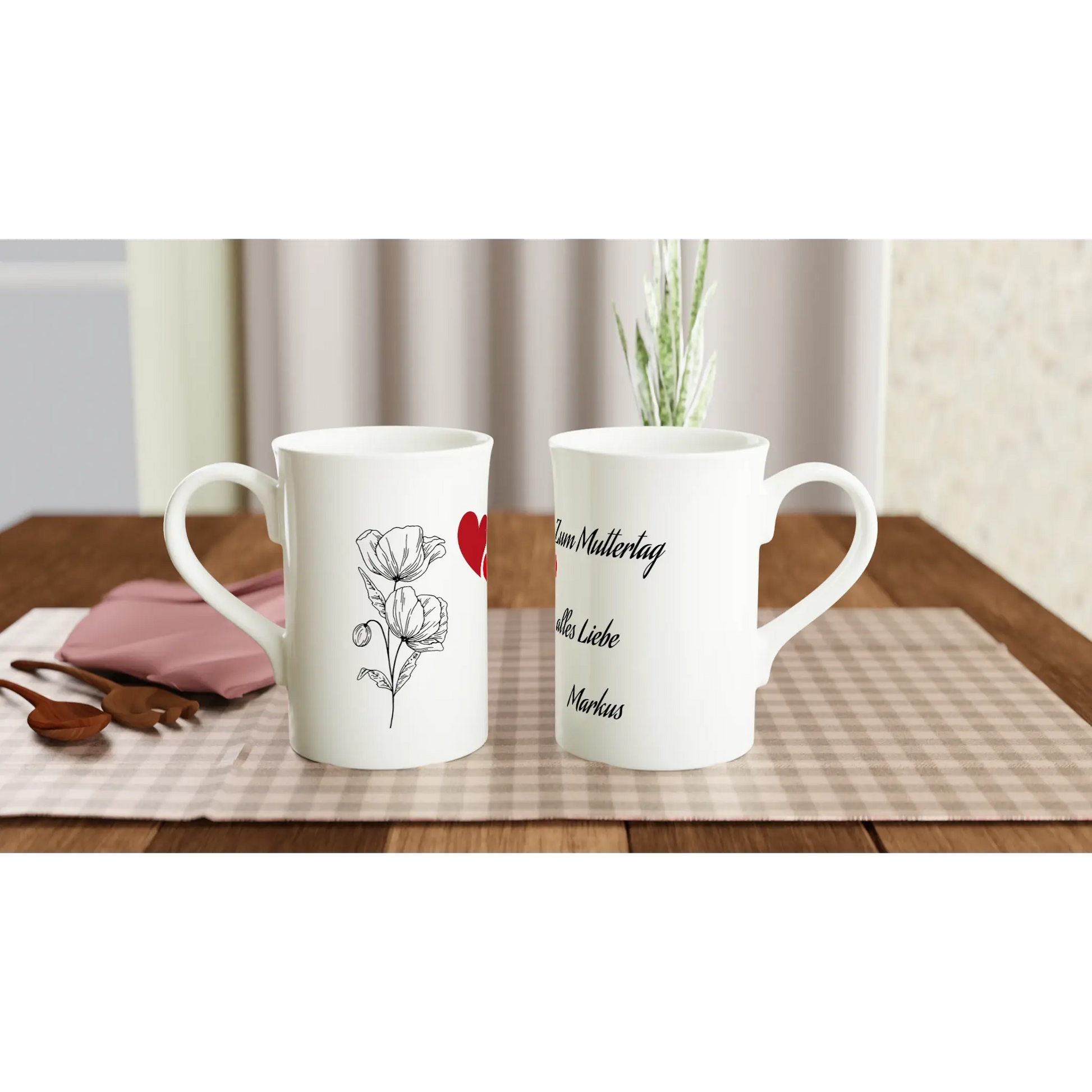Weiße schmale Porzellantasse (10 oz) - Zoey Kunstdrucke