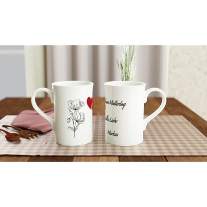 Weiße schmale Porzellantasse (10 oz) - Zoey Kunstdrucke