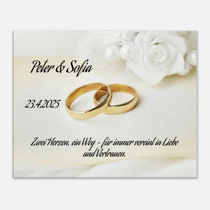 Romantische Dekoration mit emotionaler Tiefe. Personalisiertes Geschenk zur Hochzeit – Kunstdruck auf Leinwand für Ihr Zuhause: zeitlos und liebevoll gestaltet. Ein bleibendes Andenken an einen einmaligen Tag.