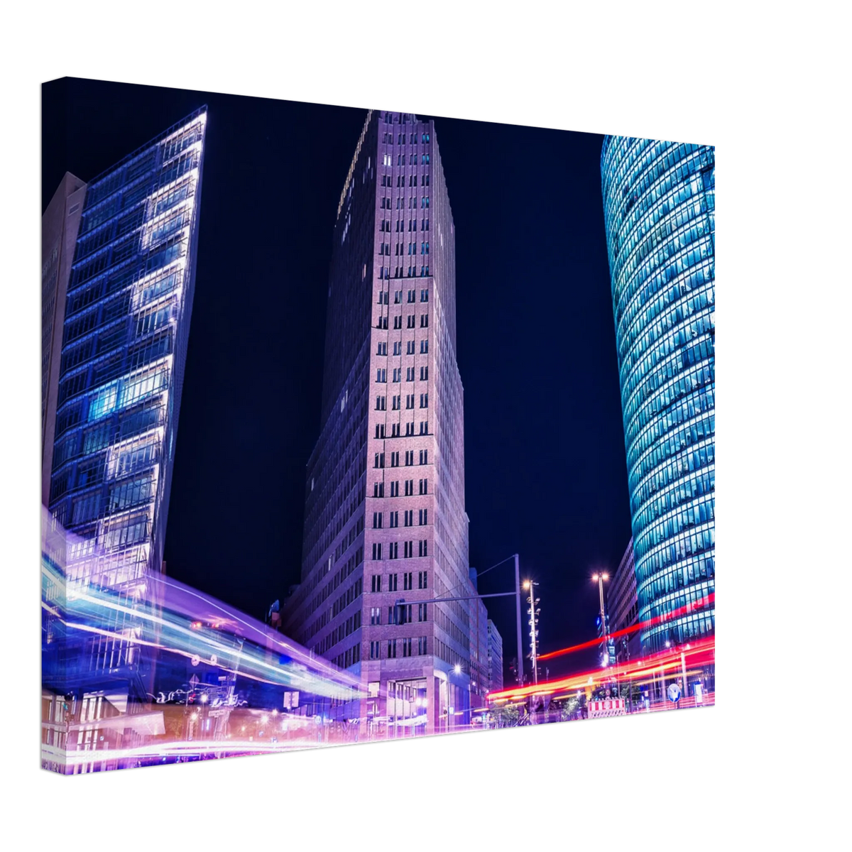 Dekoration mit Charakter. Berlin bei Nacht Canvas Art Print – Premium Textured Wandbild: zeitlos und harmonisch. Schlicht, elegant und wirkungsvoll.
