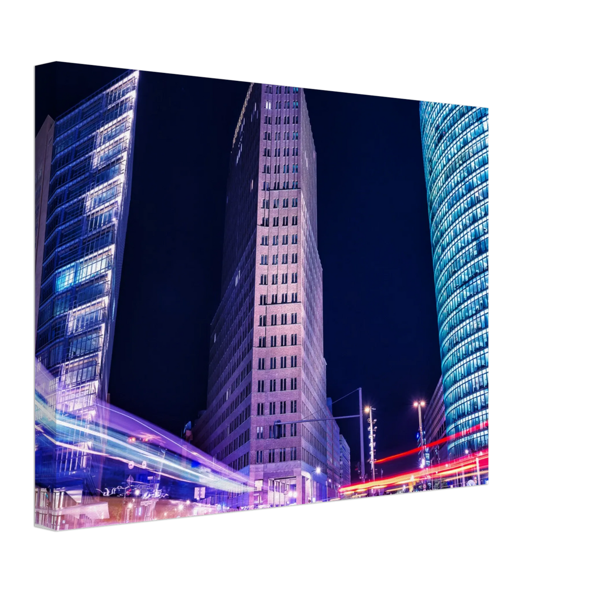 Berlin bei Nacht Canvas Art Print – Premium Textured Wandbild – Kunstdruck auf Leinwand mit Holzkeilrahmen