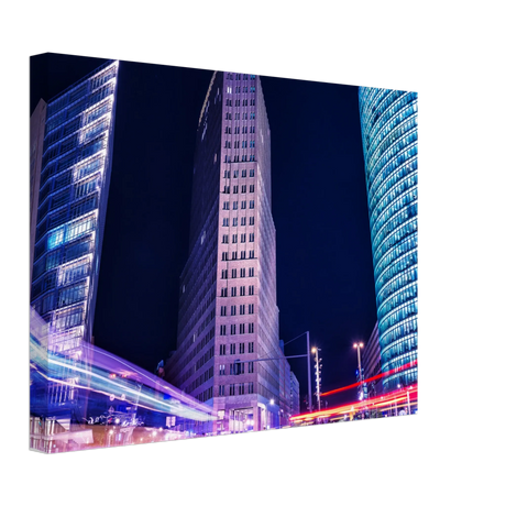 Berlin bei Nacht Canvas Art Print – Premium Textured Wandbild – Kunstdruck auf Leinwand mit Holzkeilrahmen