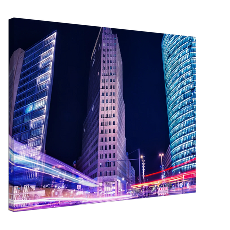 Berlin bei Nacht Canvas Art Print – Premium Textured Wandbild – Kunstdruck auf Leinwand mit hochwertiger Druckwirkung