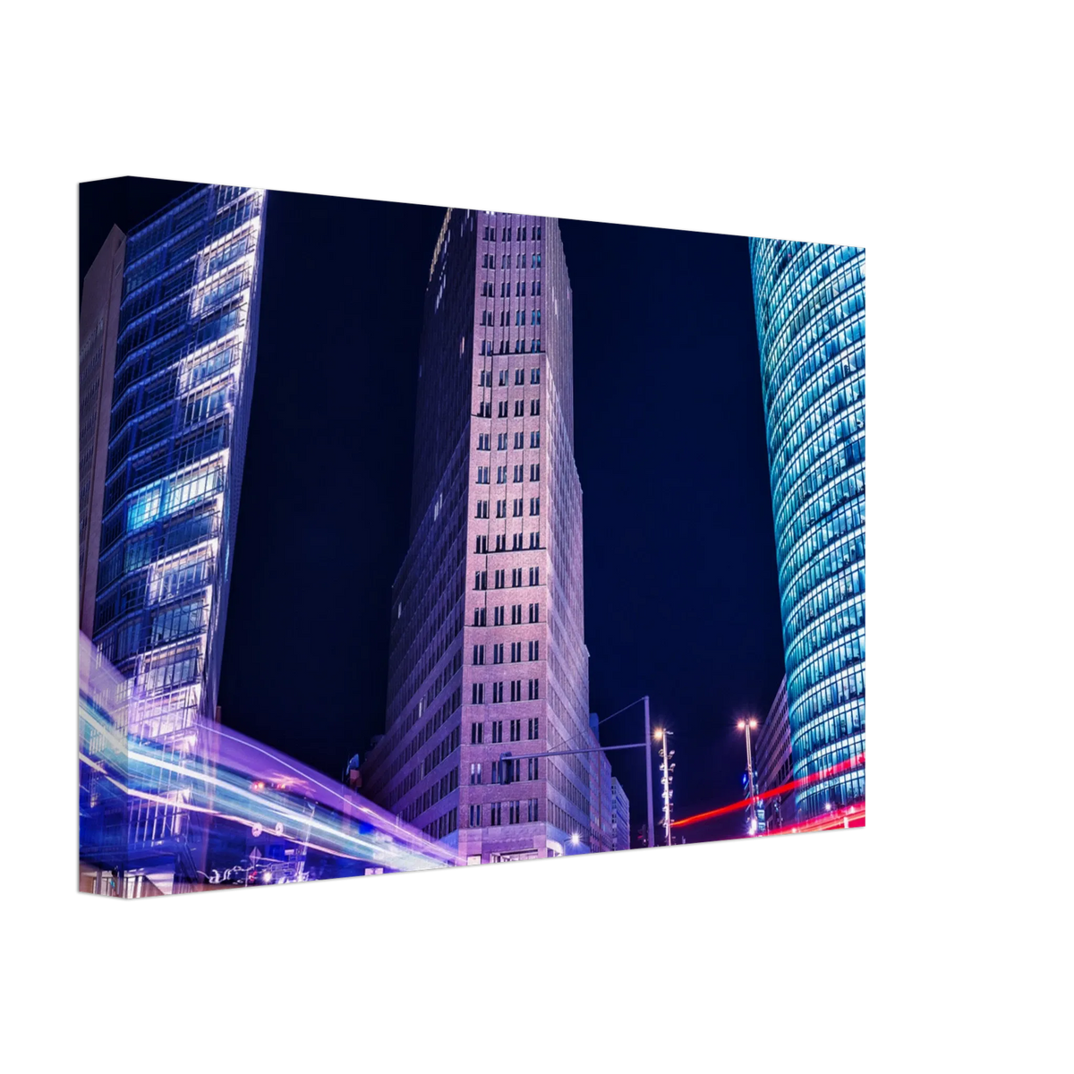 Dekoration mit Charakter. Berlin bei Nacht Canvas Art Print – Premium Textured Wandbild: für stilvolle Raumgestaltung. Schlicht, elegant und wirkungsvoll.