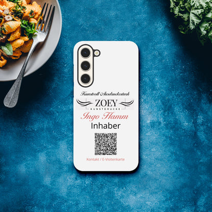 Stimmungsvolle Wandkunst für stilvolle Räume. Hartschalen Phone Case für Samsung – QR-Code Visitenkarte: zeitlos und harmonisch. Schlicht, elegant und wirkungsvoll.
