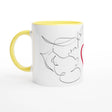 Dekoration mit Charakter. Bunte Tasse bedruckt- Keramiktasse mit Farbiger Innenseite und Wunschtest: zeitlos und harmonisch. Eine besondere Bereicherung für jeden Raum.