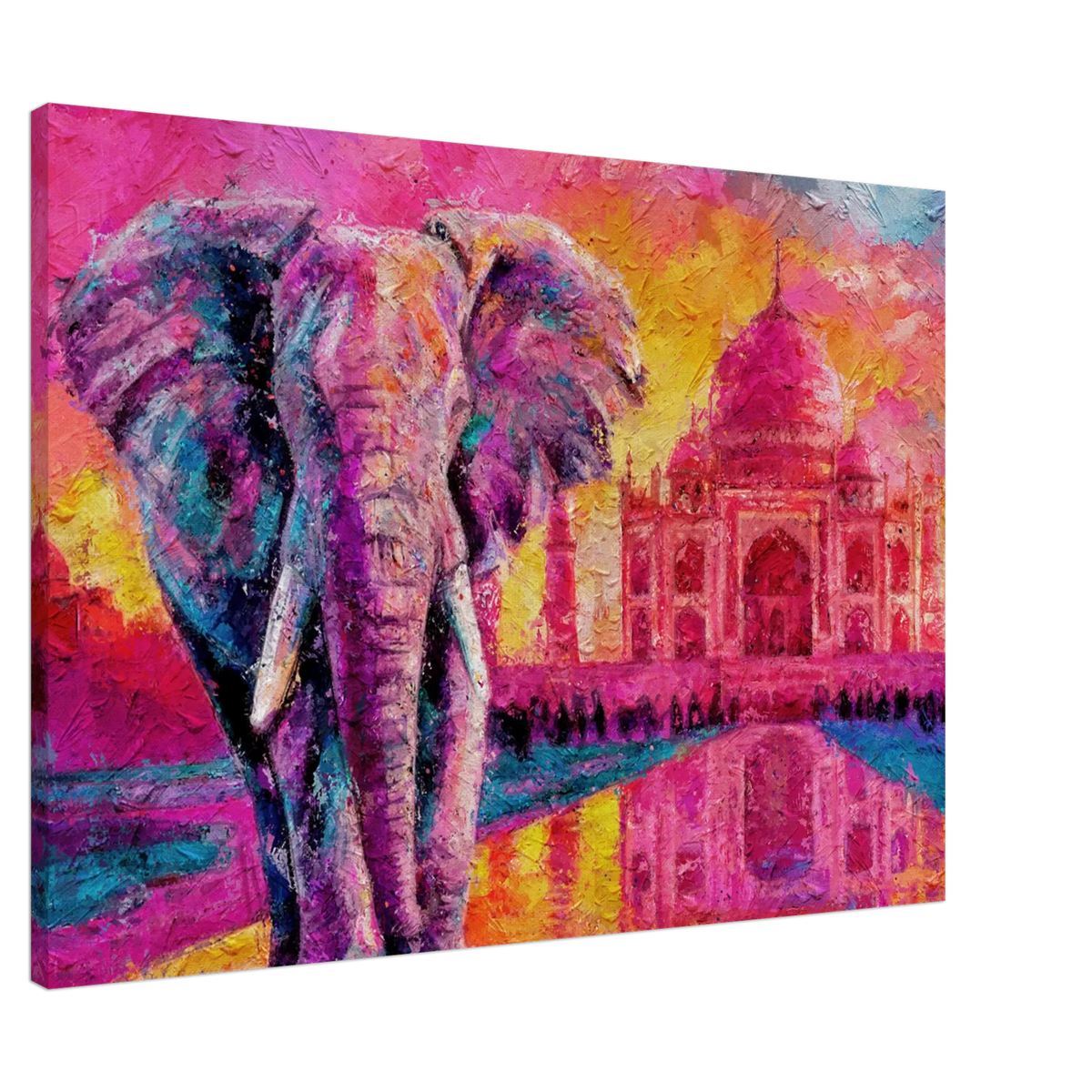 Dekoration mit Charakter. Leinwand Bunter Elefant in leuchtenden Farben 70x100 cm / 28x40″: zeitlos und harmonisch. Eine besondere Bereicherung für jeden Raum.
