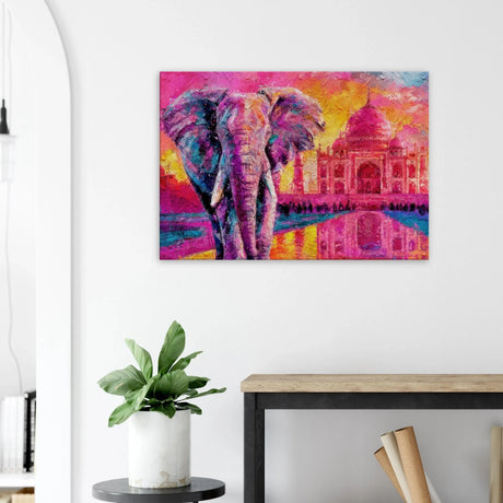 Stimmungsvolle Wandkunst für stilvolle Räume. Leinwand Bunter Elefant in leuchtenden Farben 70x100 cm / 28x40″: zeitlos und harmonisch. Eine besondere Bereicherung für jeden Raum.