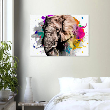 Stimmungsvolle Wandkunst für stilvolle Räume. Leinwanddruck Elefant - Verbesserte Textur 70x100: zeitlos und harmonisch. Schlicht, elegant und wirkungsvoll.