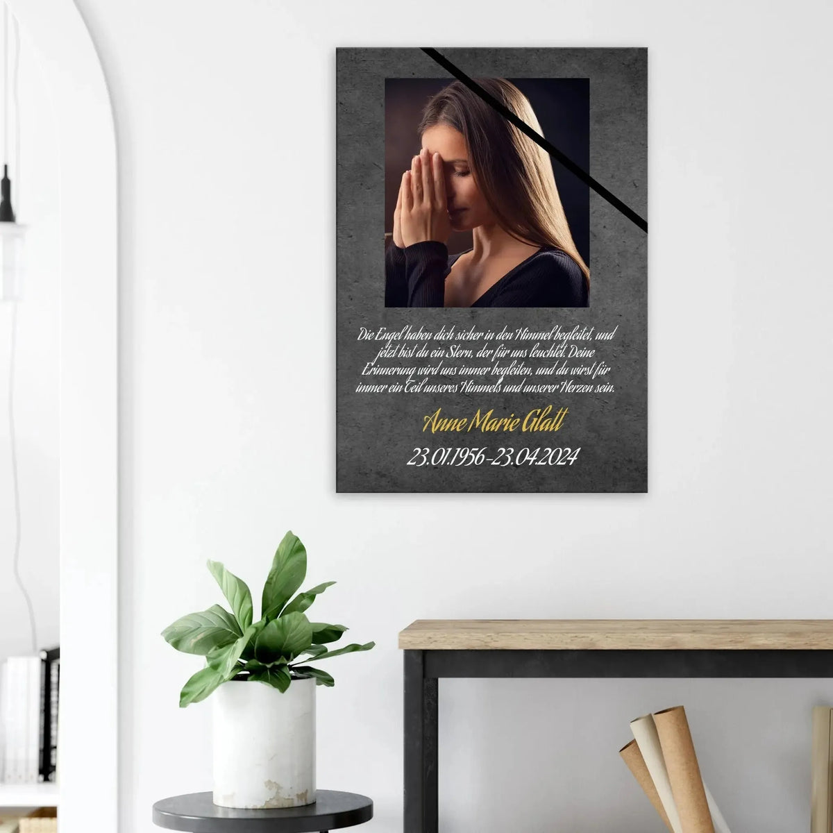 Stimmungsvolle Wandkunst für stilvolle Räume. mit Trauerflor - Trauersprüche ausgefallen Leinwandbild: zeitlos und harmonisch. Eine besondere Bereicherung für jeden Raum.