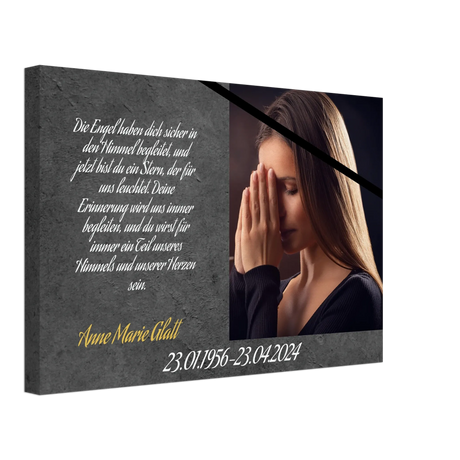 Stimmungsvolle Wandkunst für stilvolle Räume. mit Trauerflor - Trauersprüche ausgefallen Leinwandbild: zeitlos und harmonisch. Schlicht, elegant und wirkungsvoll.