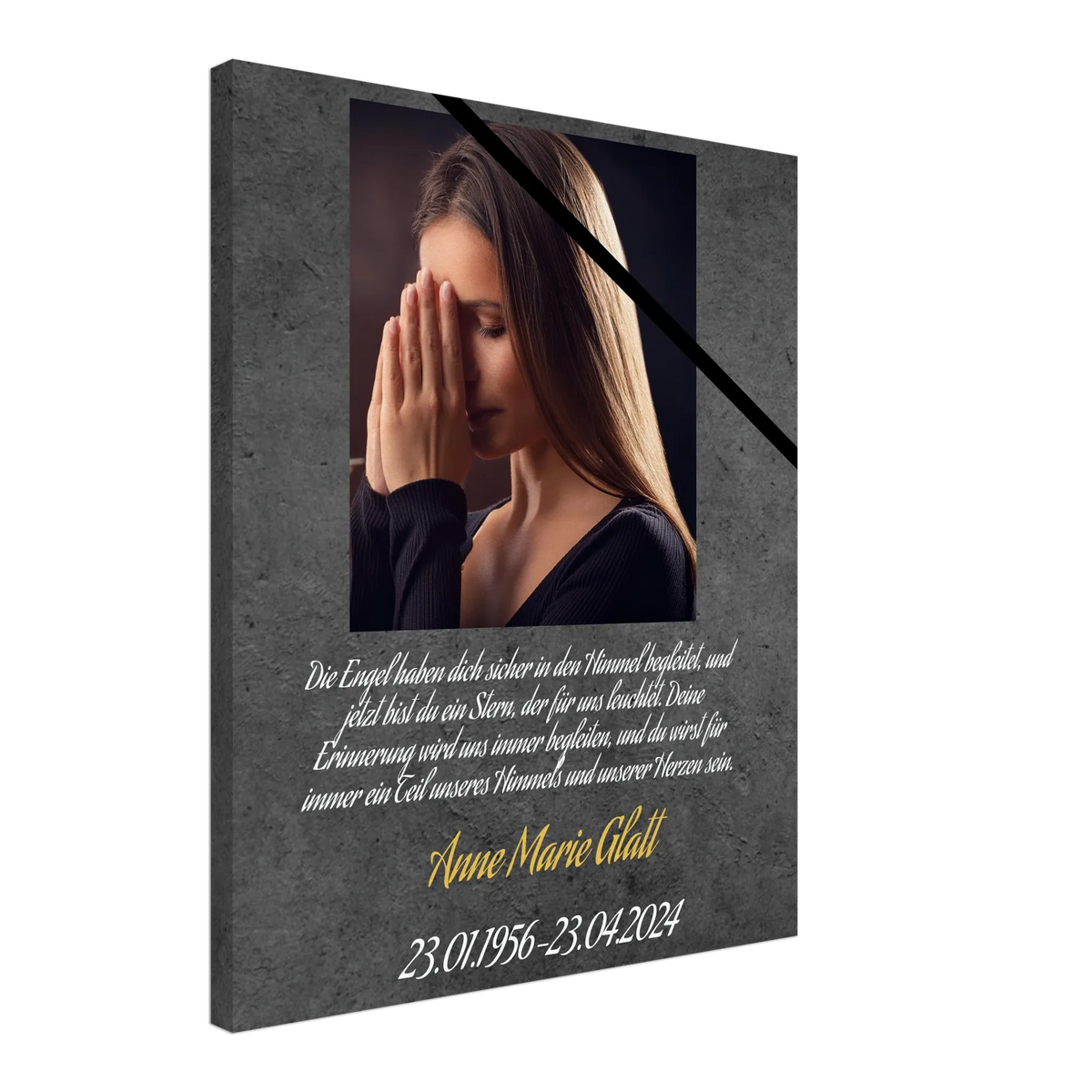 Stimmungsvolle Wandkunst für stilvolle Räume. mit Trauerflor - Trauersprüche ausgefallen Leinwandbild: zeitlos und harmonisch. Schlicht, elegant und wirkungsvoll.