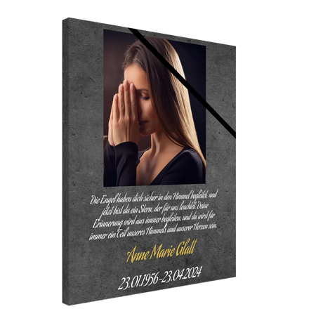 Stimmungsvolle Wandkunst für stilvolle Räume. mit Trauerflor - Trauersprüche ausgefallen Leinwandbild: zeitlos und harmonisch. Schlicht, elegant und wirkungsvoll.