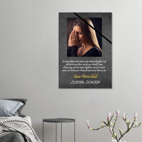 Dekoration mit Charakter. mit Trauerflor - Trauersprüche ausgefallen Leinwandbild: für stilvolle Raumgestaltung. Schlicht, elegant und wirkungsvoll.