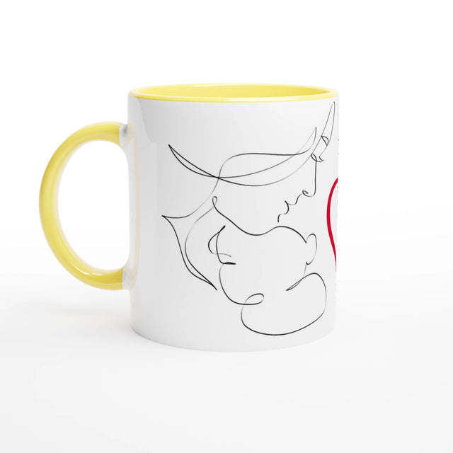 Dekoration mit Charakter. Bunte Tasse bedruckt- Keramiktasse mit Farbiger Innenseite und Wunschtest: zeitlos und harmonisch. Eine besondere Bereicherung für jeden Raum.