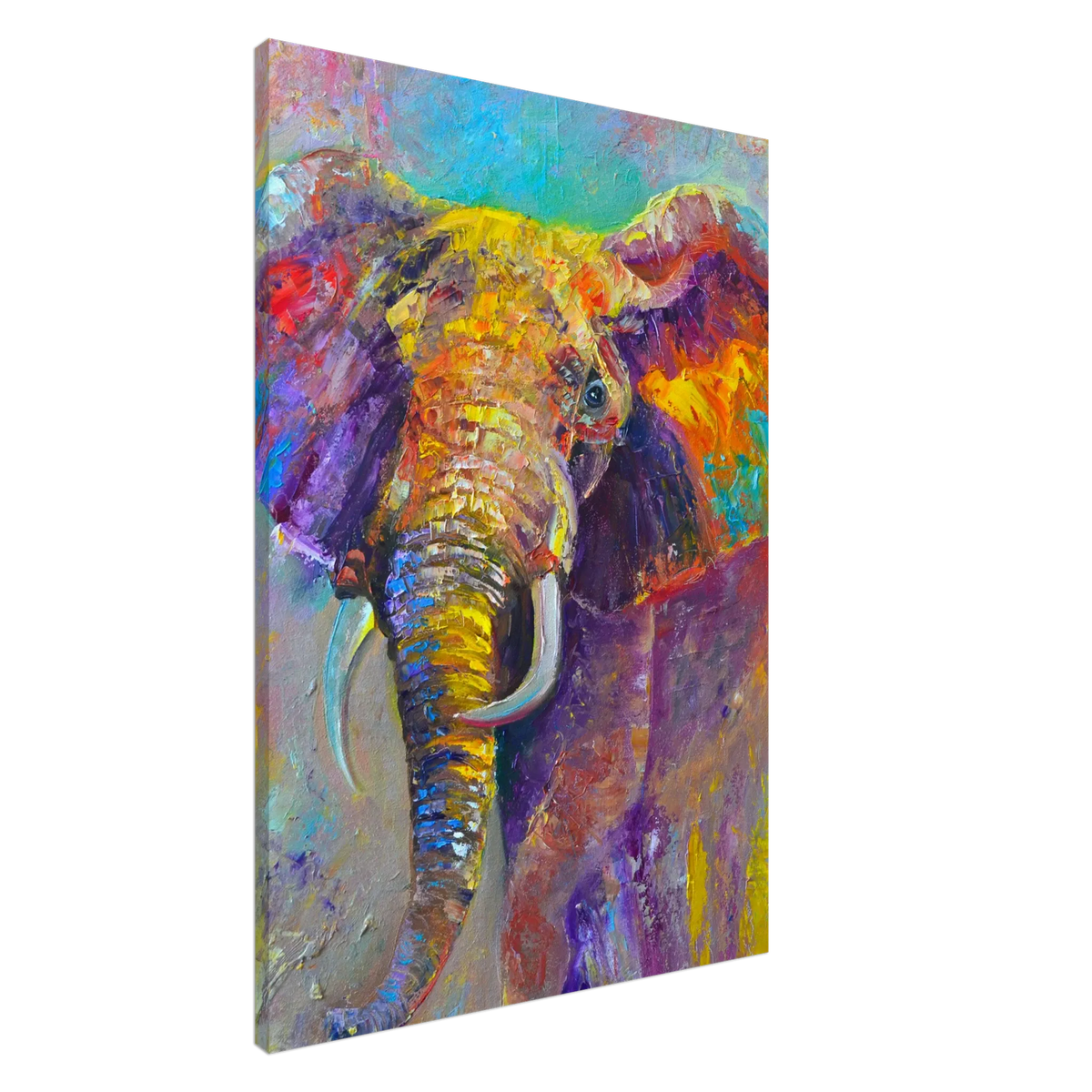 Dekoration mit Charakter. Leinwand Kunstdruck Bunter Elefant – Lebendige Farben 70x100 cm: für stilvolle Raumgestaltung. Eine besondere Bereicherung für jeden Raum.