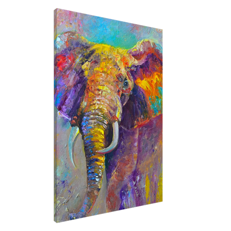 Dekoration mit Charakter. Leinwand Kunstdruck Bunter Elefant – Lebendige Farben 70x100 cm: für stilvolle Raumgestaltung. Eine besondere Bereicherung für jeden Raum.