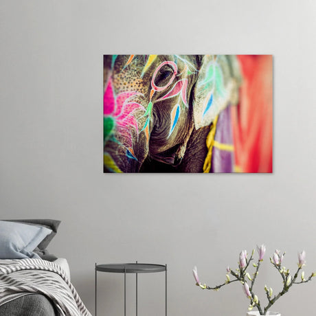 Dekoration mit Charakter. Leinwandbild Kunstdruck Bunter Elefant 70x100 cm / 28x40″: zeitlos und harmonisch. Eine besondere Bereicherung für jeden Raum.