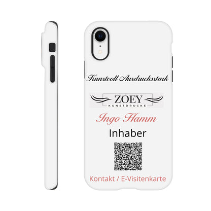 Ein Ausdruck moderner Ästhetik. Hartschalen Phone Case für iPhone – QR-Code Visitenkarte: für stilvolle Raumgestaltung. Schlicht, elegant und wirkungsvoll.