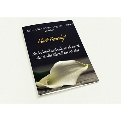 Ein Ausdruck moderner Ästhetik. Trauerspruch Bruder- Dankeskarte handgemacht als Kunstdruck: zeitlos und harmonisch. Schlicht, elegant und wirkungsvoll.