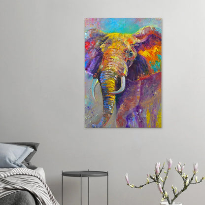 Dekoration mit Charakter. Leinwand Kunstdruck Bunter Elefant – Lebendige Farben 70x100 cm: passt in jedes Ambiente. Eine besondere Bereicherung für jeden Raum.