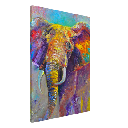 Dekoration mit Charakter. Leinwand Kunstdruck Bunter Elefant – Lebendige Farben 70x100 cm: passt in jedes Ambiente. Schlicht, elegant und wirkungsvoll.