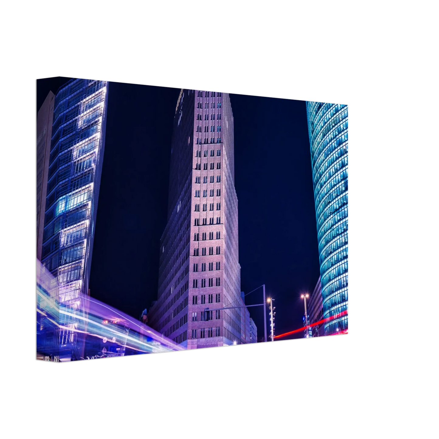 Dekoration mit Charakter. Berlin bei Nacht Canvas Art Print – Premium Textured Wandbild: passt in jedes Ambiente. Schlicht, elegant und wirkungsvoll.