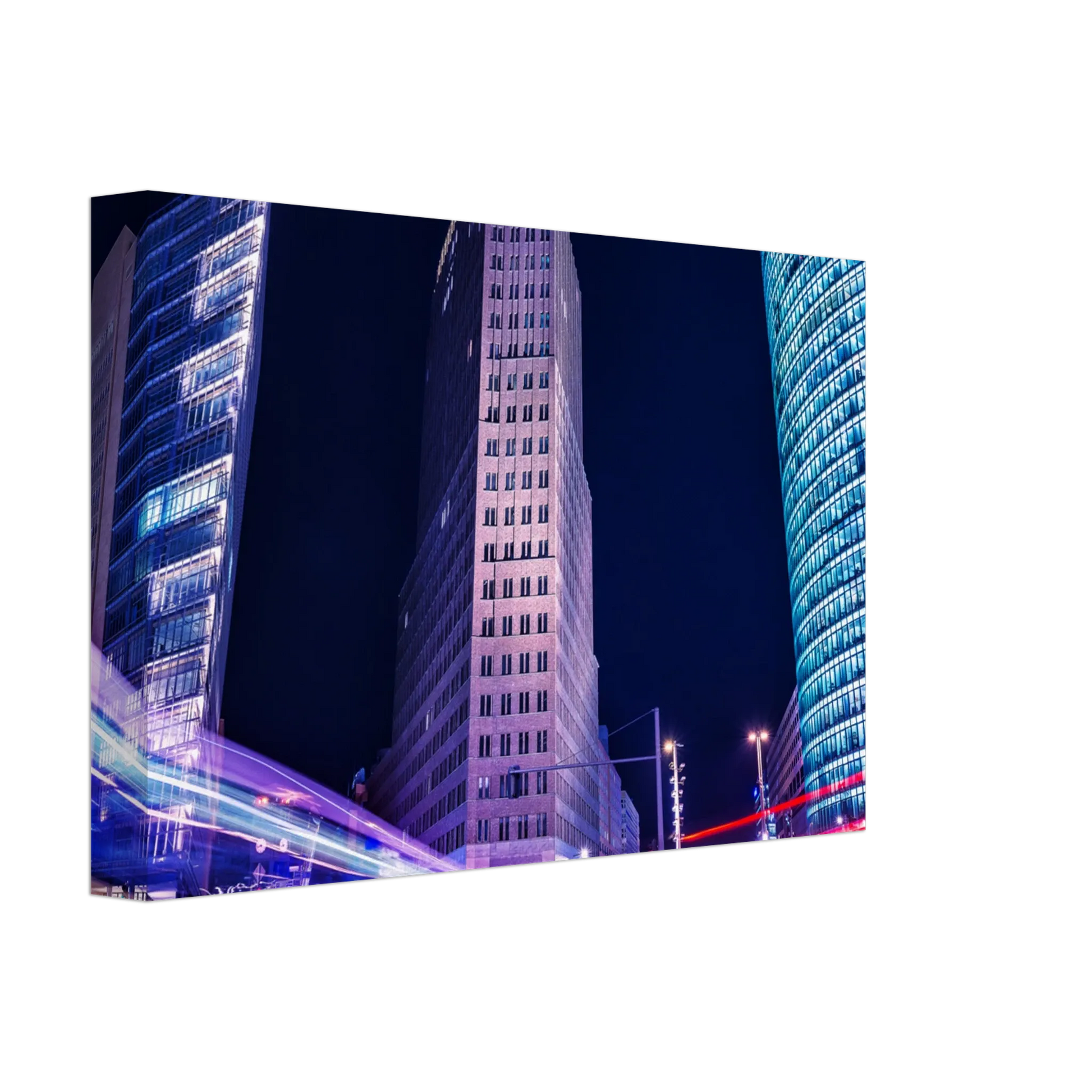 Dekoration mit Charakter. Berlin bei Nacht Canvas Art Print – Premium Textured Wandbild: passt in jedes Ambiente. Schlicht, elegant und wirkungsvoll.