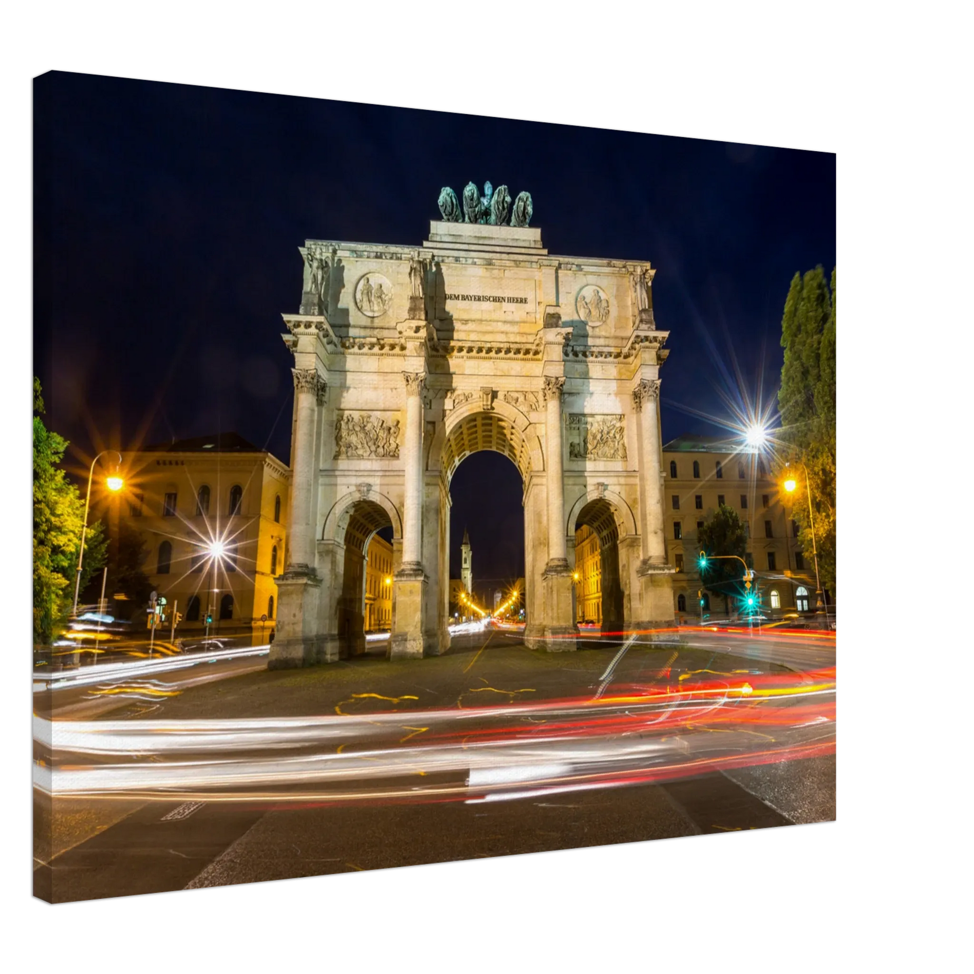 Dekoration mit Charakter. Leinwanddruck  München bei Nacht – Kunstwerk auf hochwertiger Leinwand: passt in jedes Ambiente. Eine besondere Bereicherung für jeden Raum.