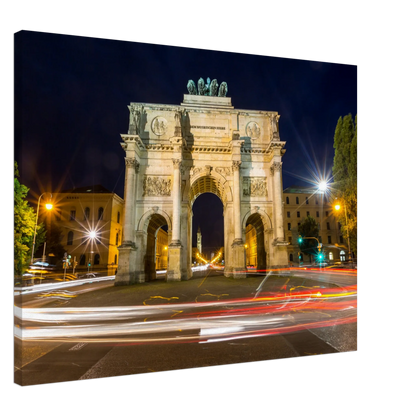 Dekoration mit Charakter. Leinwanddruck  München bei Nacht – Kunstwerk auf hochwertiger Leinwand: passt in jedes Ambiente. Eine besondere Bereicherung für jeden Raum.
