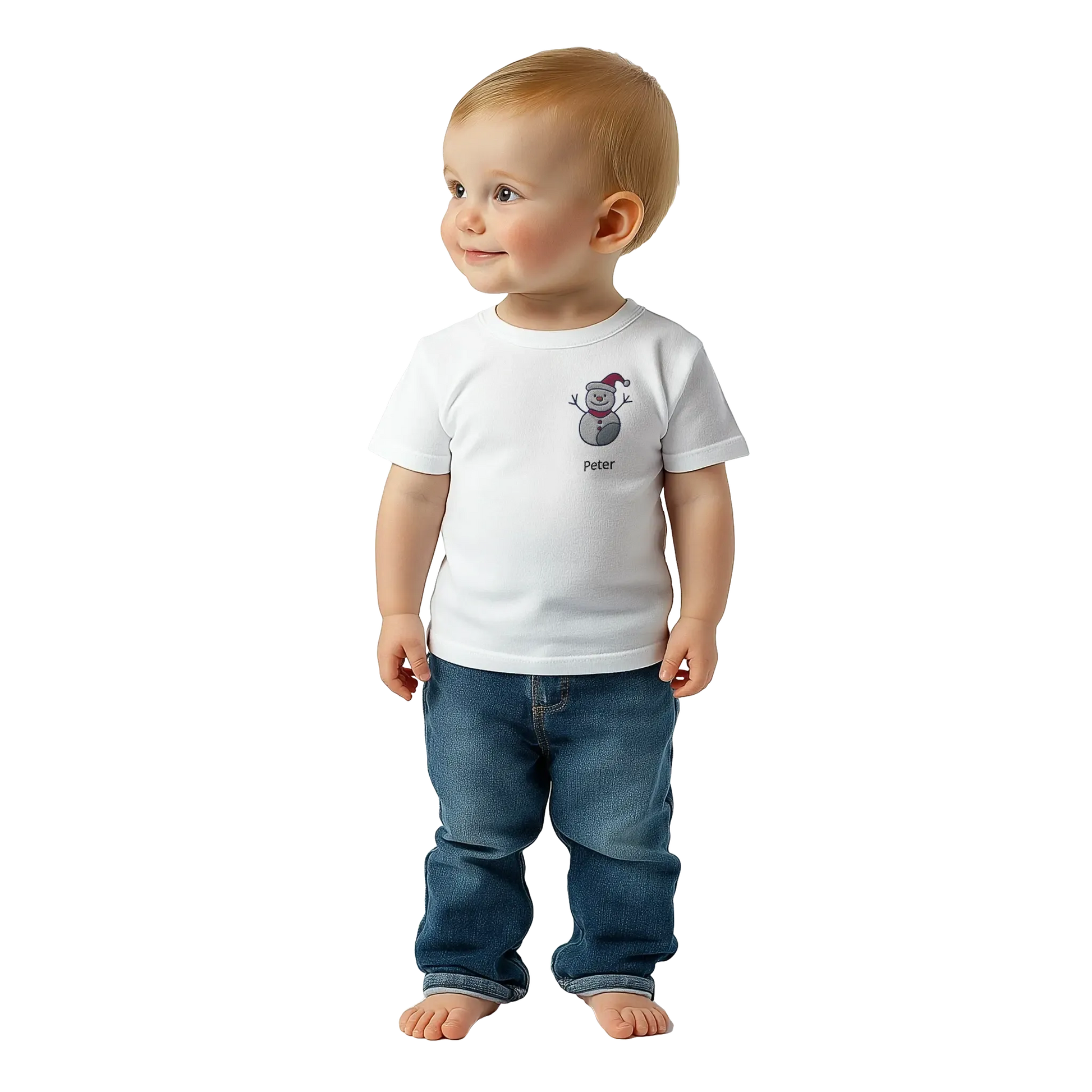 Sanfte Wandkunst fürs Kinderzimmer. Classic Baby Crewneck T-shirt personalisiertes Kindershirt zu Weihnachten🎅: freundlich und verspielt gestaltet. Ein Highlight für das Kinderzimmer.