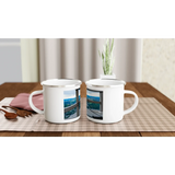 Hochwertige Keramiktasse für jeden Anlass. Personalisierbare Weiße Emaille-Tasse mit Schriftzug – 12oz Campingbecher: ideal für Büro, Homeoffice oder Zuhause. Perfekt als Geschenk für jeden Anlass.