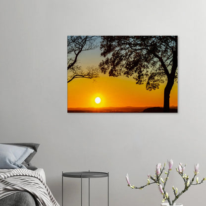 Stimmungsvolle Wandkunst für stilvolle Räume. Sonnenuntergang im Westerwald – Premium Canvas  auf Keilrahmen: zeitlos und harmonisch. Eine besondere Bereicherung für jeden Raum.