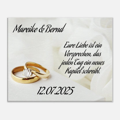 Romantische Dekoration mit emotionaler Tiefe. Personalisierte Hochzeits-Leinwand – Zeitloser Kunstdruck: ideal als persönliches Geschenk. Ideal für frisch Vermählte und verliebte Paare.