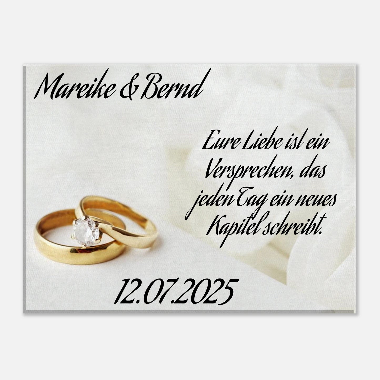 Romantische Dekoration mit emotionaler Tiefe. Personalisierte Hochzeits-Leinwand – Zeitloser Kunstdruck: symbolisiert Liebe und Zusammenhalt. Ein bleibendes Andenken an einen einmaligen Tag.