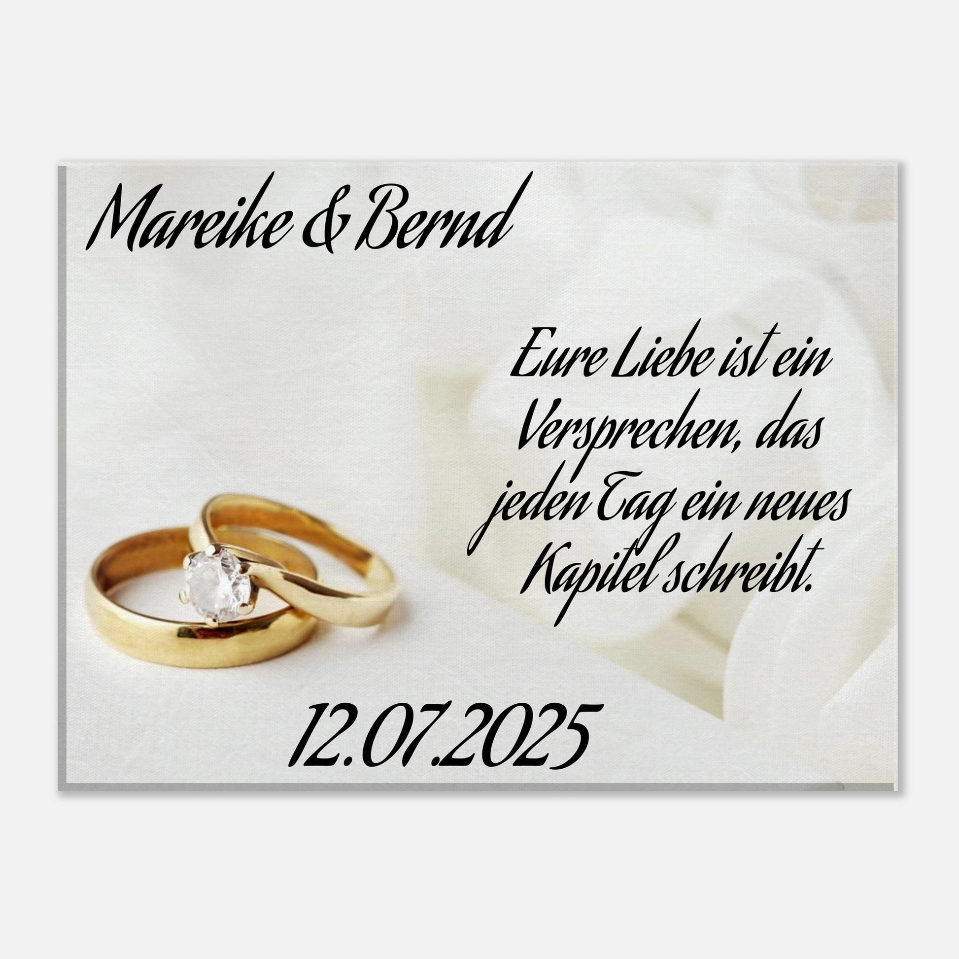 Romantische Dekoration mit emotionaler Tiefe. Personalisierte Hochzeits-Leinwand – Zeitloser Kunstdruck: symbolisiert Liebe und Zusammenhalt. Ein bleibendes Andenken an einen einmaligen Tag.