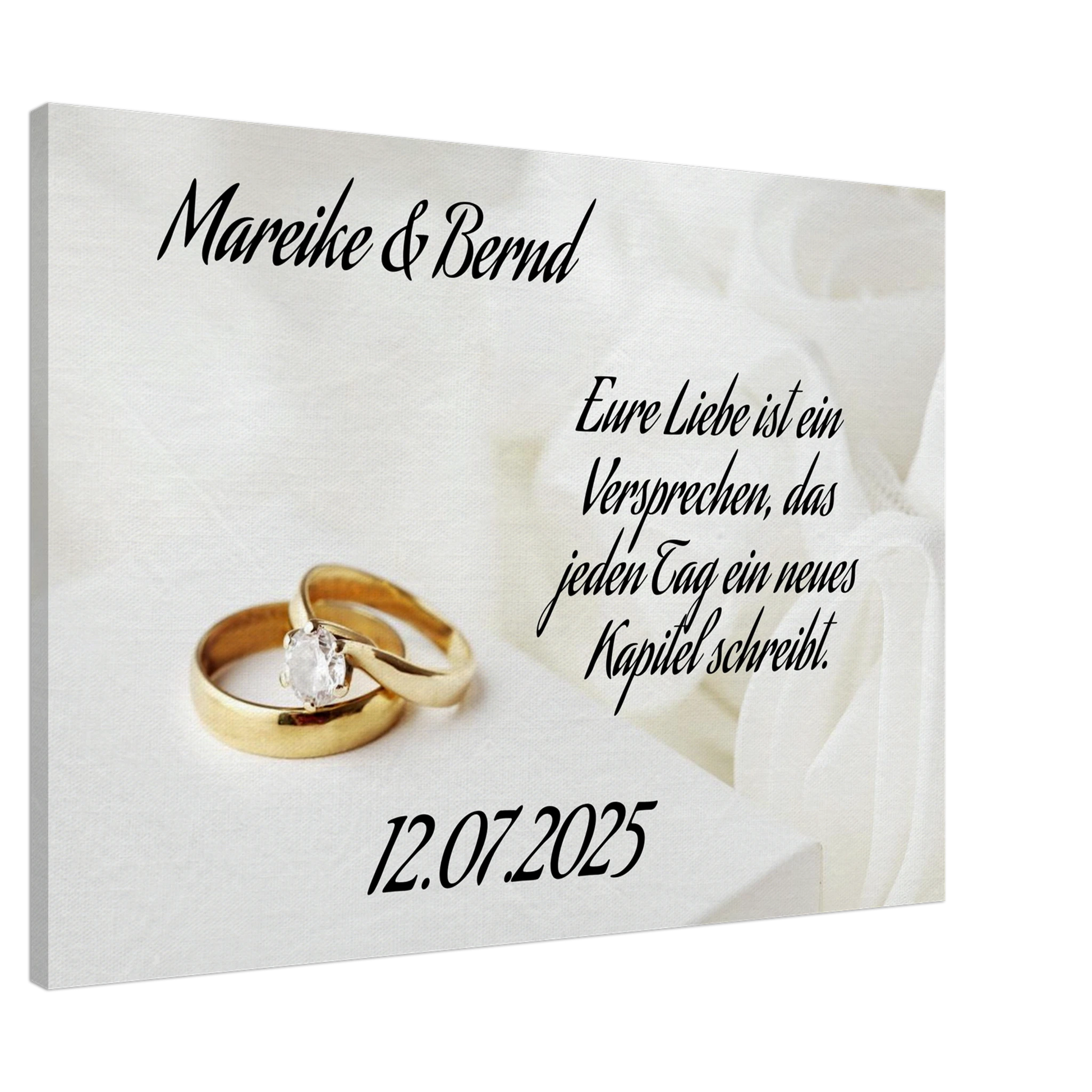 Festgehaltene Gefühle zur Hochzeit. Personalisierte Hochzeits-Leinwand – Zeitloser Kunstdruck: symbolisiert Liebe und Zusammenhalt. Eine besondere Geste mit Bedeutung.