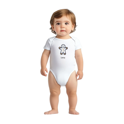 Liebevolle Erinnerung an Kindheitsmomente. Classic Baby Short Sleeve Bodysuit personalisiertes Geschenk zu Weihachten 🎅: freundlich und verspielt gestaltet. Zaubert ein Lächeln auf jedes Gesicht.