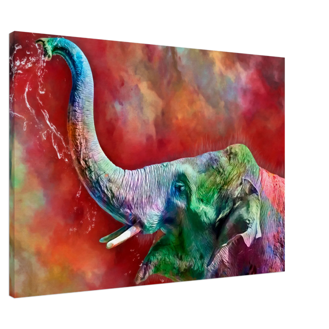 Dekoration mit Charakter. Leinwand  Bunter Elefant in lebendigen Farben  70x100 cm: zeitlos und harmonisch. Schlicht, elegant und wirkungsvoll.