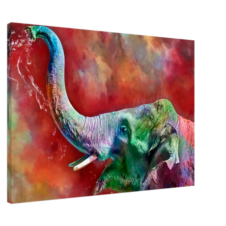 Dekoration mit Charakter. Leinwand  Bunter Elefant in lebendigen Farben  70x100 cm: zeitlos und harmonisch. Eine besondere Bereicherung für jeden Raum.