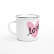 Liebevoll gestaltete personalisierte Tasse. Weiße Emaille-Tasse zum Muttertag – 12oz Kaffeebecher für Outdoor-Passionierte: ideal für Büro, Homeoffice oder Zuhause. Ein besonderer Genuss für Kaffee- oder Teeliebhaber.