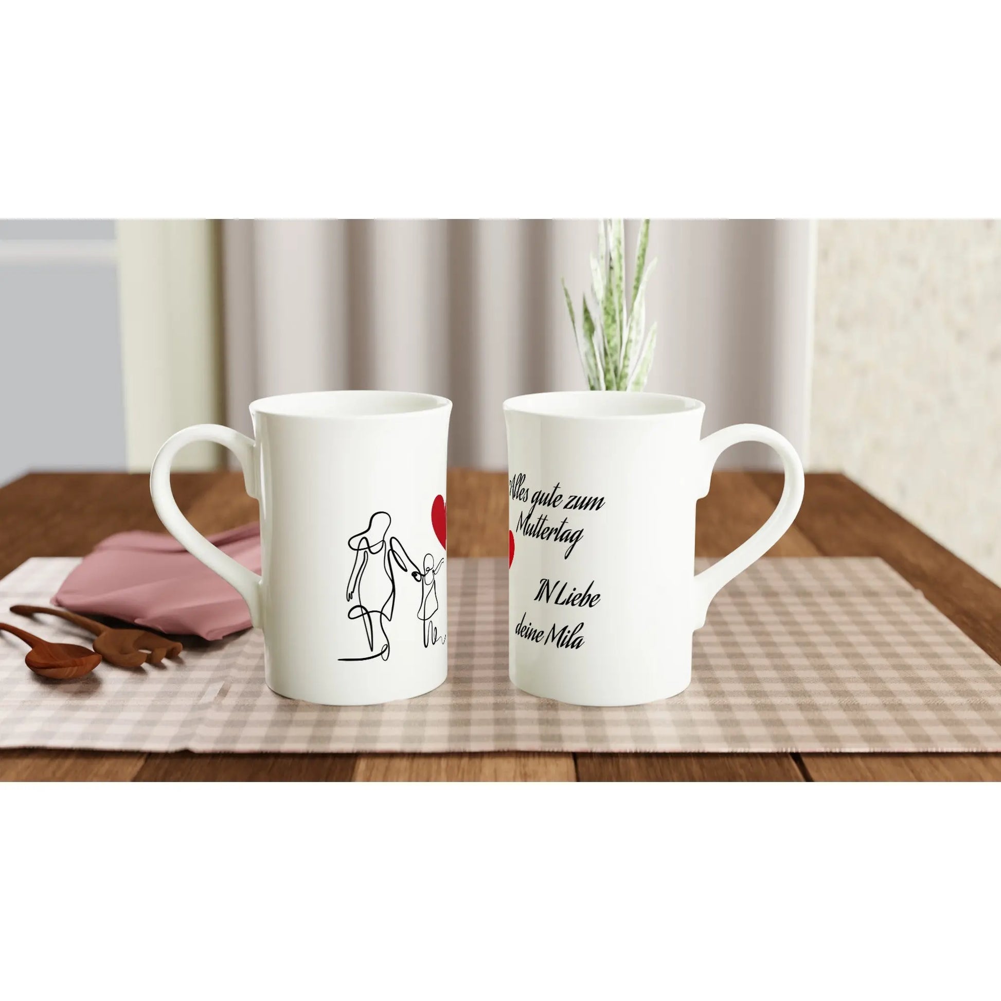 Weiße schmale Porzellantasse (10 oz) - Zoey Kunstdrucke