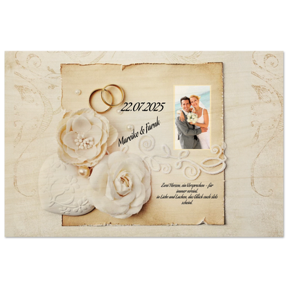 Einzigartige Erinnerung an einen besonderen Tag. Geschenk zur Hochzeit - Hochwertiger Holzdruck aus Birkenholz für rustikale Wandkunst: für einen besonderen Platz im Herzen. Eine besondere Geste mit Bedeutung.
