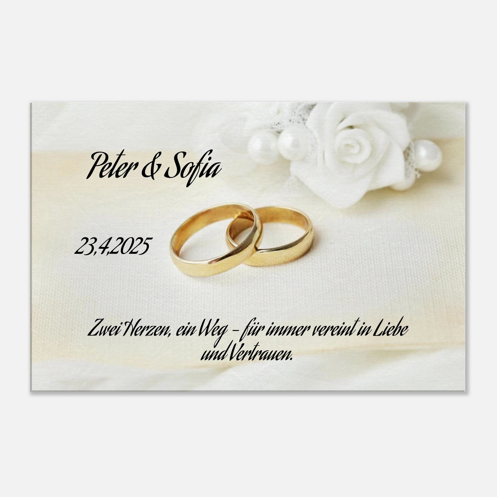 Für ewige Momente voller Liebe. Personalisiertes Geschenk zur Hochzeit – Kunstdruck auf Leinwand für Ihr Zuhause: für einen besonderen Platz im Herzen. Ein bleibendes Andenken an einen einmaligen Tag.