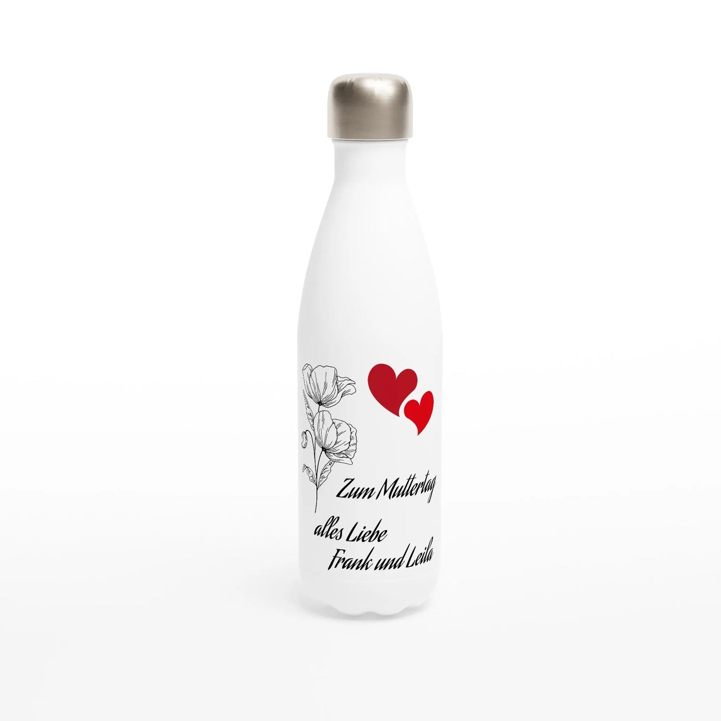 Weiße Edelstahl-Wasserflasche (17oz) - Zoey Kunstdrucke