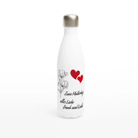 Dekoration mit Charakter. Weiße Edelstahl-Wasserflasche (17oz): zeitlos und harmonisch. Schlicht, elegant und wirkungsvoll.