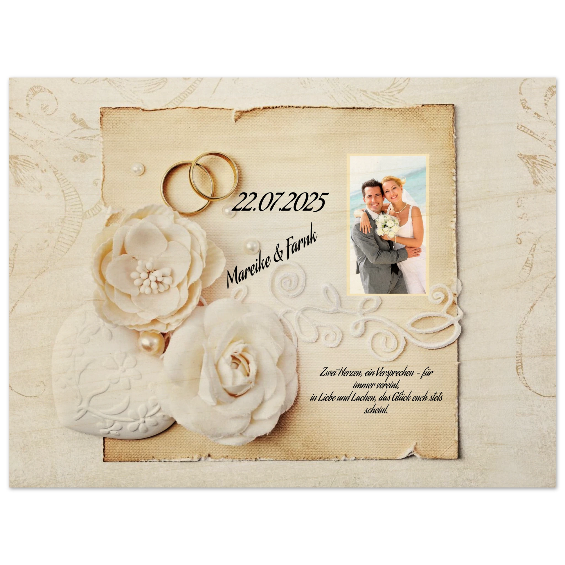 Für ewige Momente voller Liebe. Geschenk zur Hochzeit - Hochwertiger Holzdruck aus Birkenholz für rustikale Wandkunst: für einen besonderen Platz im Herzen. Ein bleibendes Andenken an einen einmaligen Tag.
